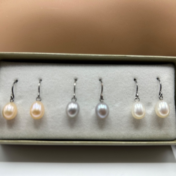 Honora Cultured Pearl Dangle Earring Set – 3 Pairs in Gift Box - Picture 2 of 3